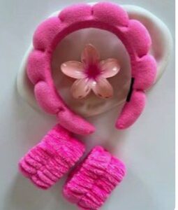 Set Facial Completo: Vincha + Muñequeras + Gancho para Pelo